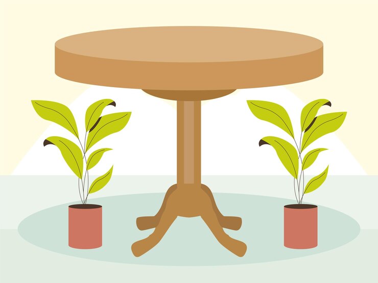 Vector ilustración conceptual de la mesa del pedestal elegante y hermosa