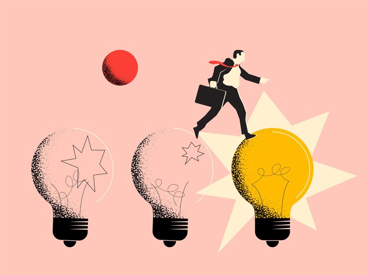 Ilustración conceptual de la metáfora empresarial de la investigación de ideas empresariales