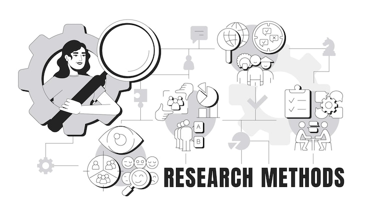 Vector ilustración conceptual de los métodos de investigación
