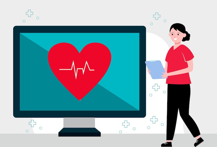 Vector ilustración conceptual del monitor cardíaco elegante y hermosa