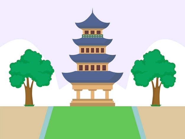 Ilustración conceptual de la pagoda elegante y hermosa