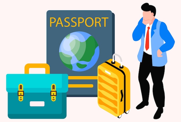Ilustración conceptual del pasaporte elegante y hermosa