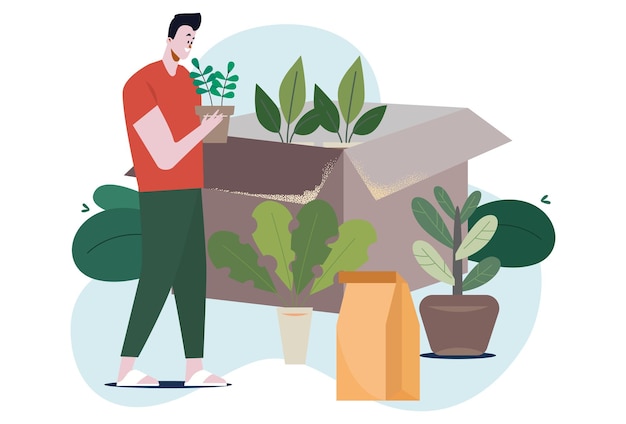 Ilustración conceptual de PlantPacked elegante y hermosa
