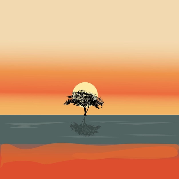 Vector ilustración conceptual de una puesta de sol