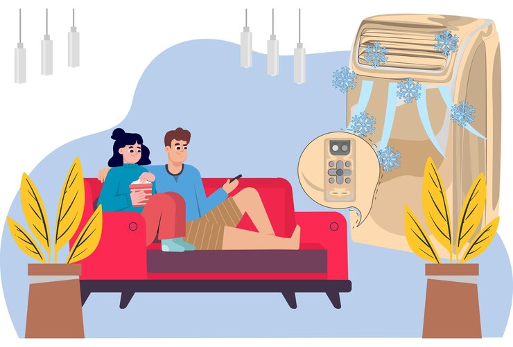 Vector ilustración conceptual del refrigerador de aire elegante y hermosa