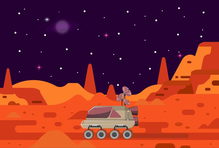 Vector ilustración conceptual del rover lunar elegante y hermosa