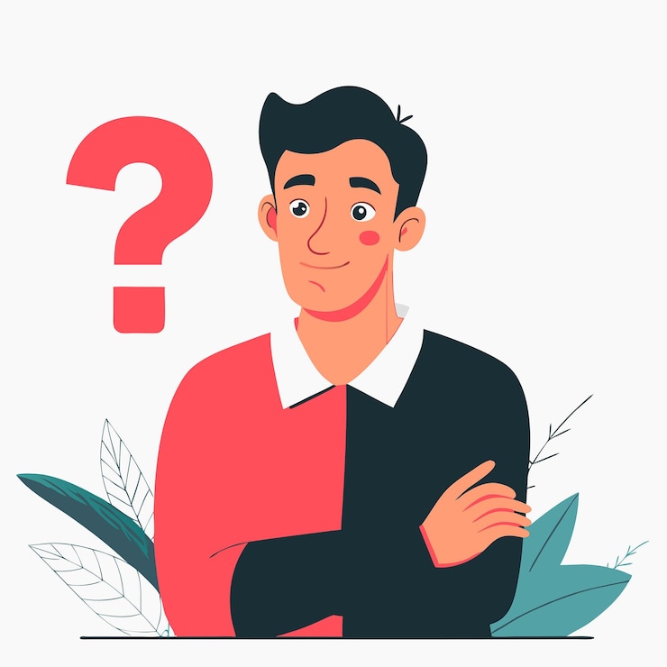 Vector ilustración conceptual para la sección de preguntas frecuentes con texto colorido y figuras simples