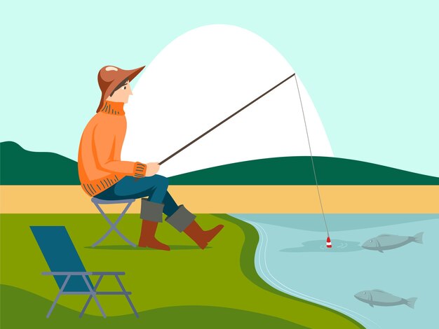 Ilustración conceptual de la silla de pesca elegante y hermosa