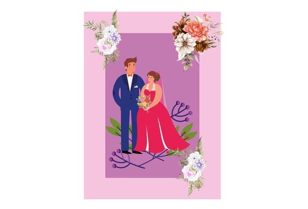 Ilustración conceptual de la tarjeta de bodas elegante y hermosa