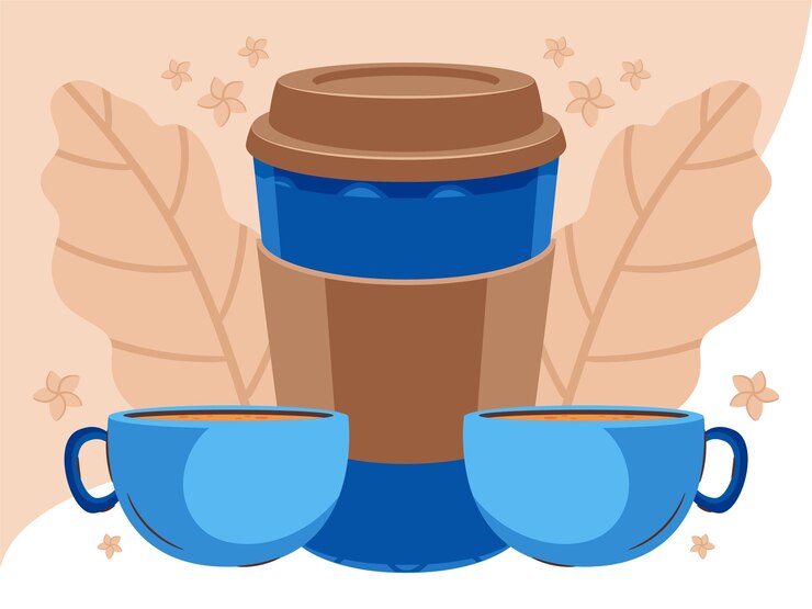 Vector ilustración conceptual de la taza de café elegante y hermosa