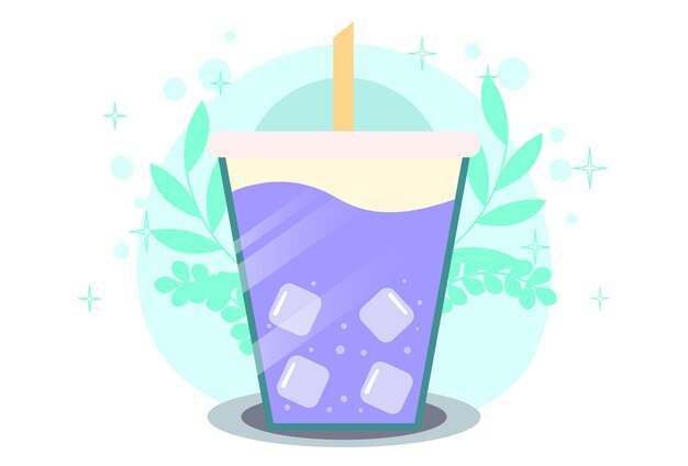 Ilustración conceptual del té de hielo elegante y hermosa