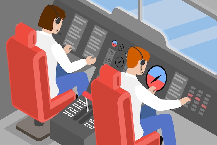 Vector ilustración conceptual de vector plano isométrico 3d de la cabina de un avión