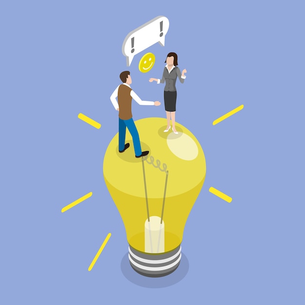 Ilustración conceptual del vector plano isométrico 3D de la comunicación efectiva