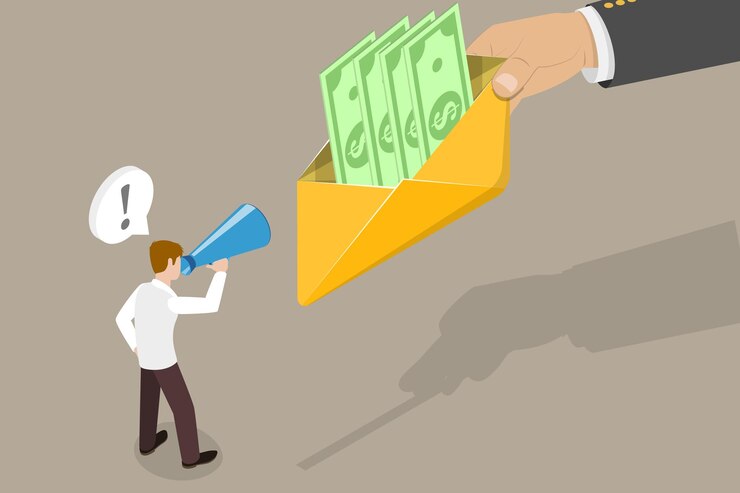 Vector ilustración conceptual del vector plano isométrico 3d de la corrupción