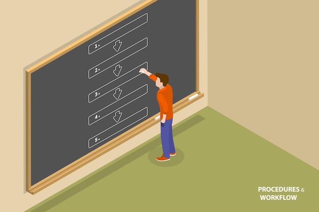 Ilustración conceptual del vector plano isométrico 3D de la lista de comprobación de tareas