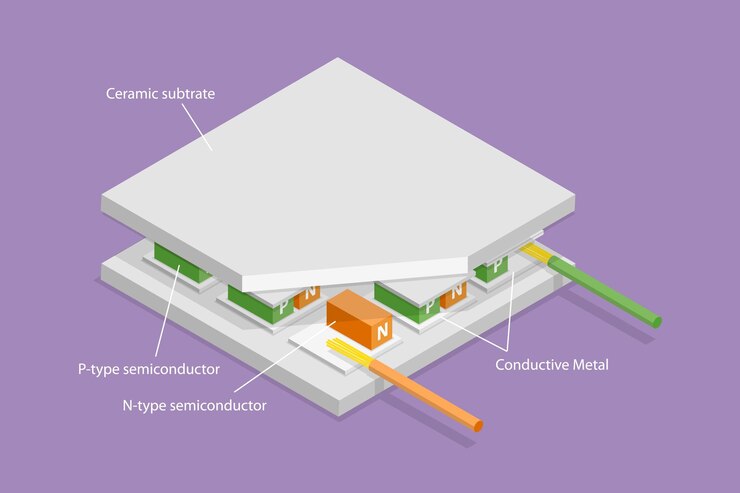 Vector ilustración conceptual de vector plano isométrico 3d del módulo termoeléctrico