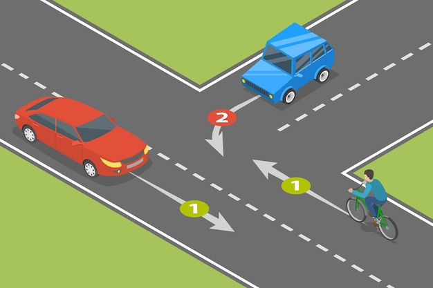 Ilustración conceptual de vectores planos isométricos 3D de las reglas de regulación del tráfico