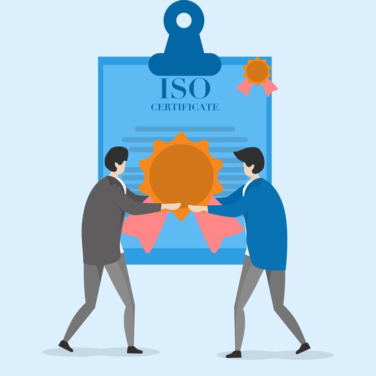 Vector ilustración de concesión de certificado iso
