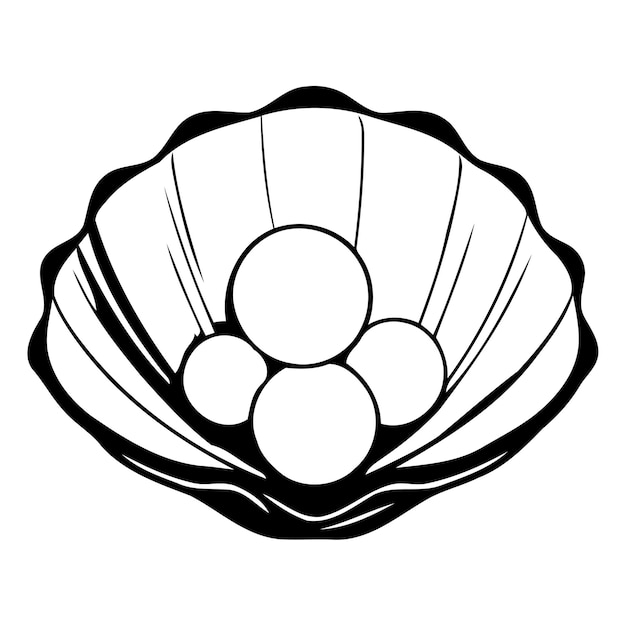 Ilustración de una concha de mar con perlas ilustración vectorial