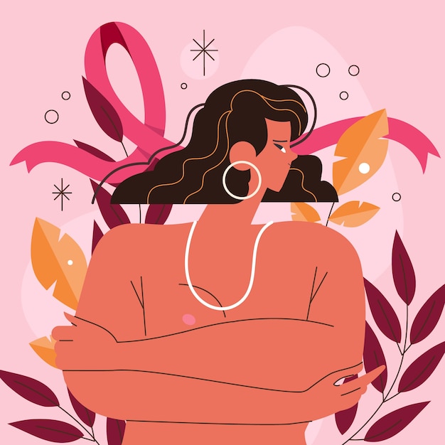 Ilustración de concienciación sobre el cáncer de mama