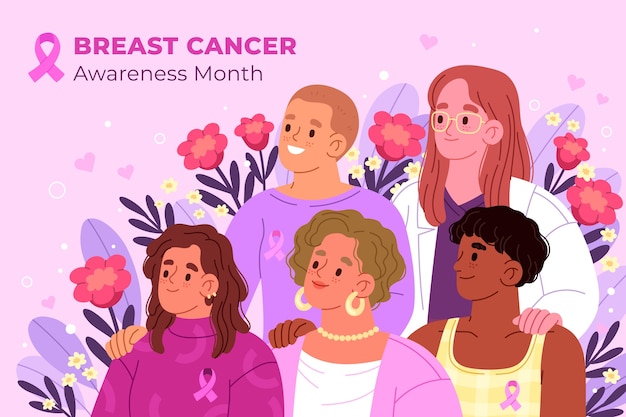 Ilustración de concienciación sobre el cáncer de mama