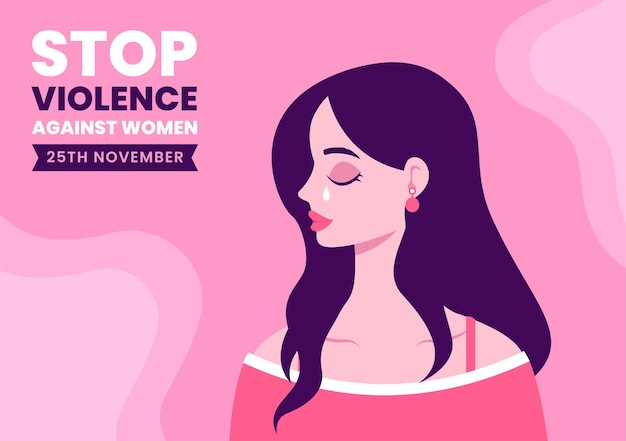 Ilustración de concienciación sobre el fin de la violencia contra las mujeres en fondo de dibujos animados