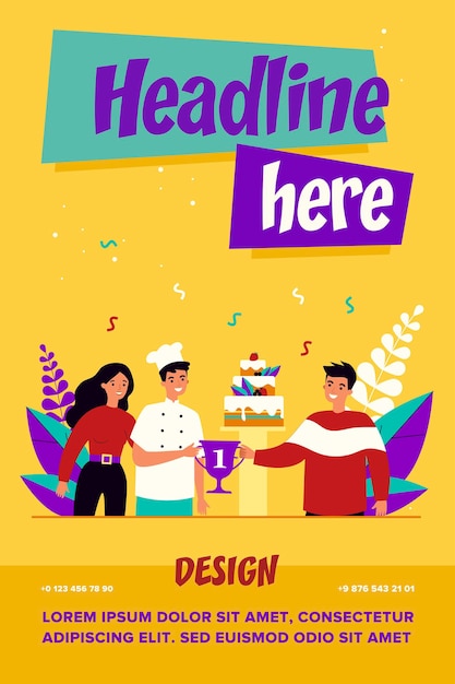 Vector ilustración de concurso de postres ganador de chef