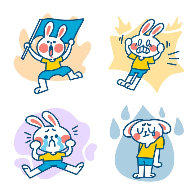 Ilustración de conejito enérgico divertido
