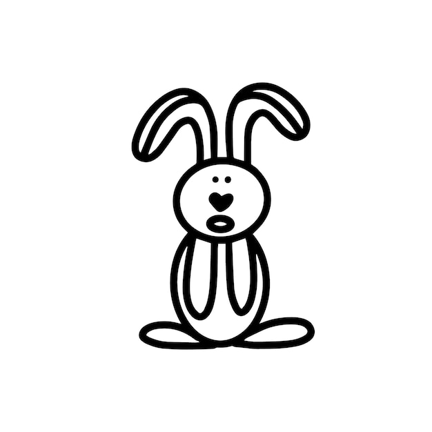 Ilustración de conejito de pascua en estilo garabato