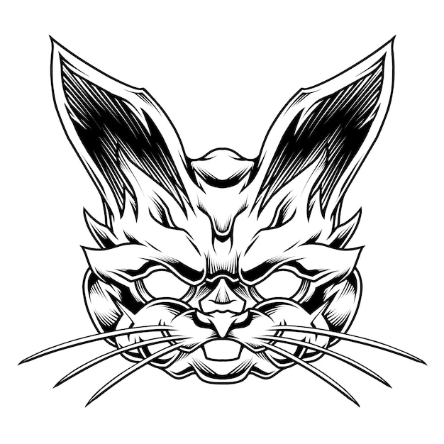 Ilustración de conejo blanco y negro