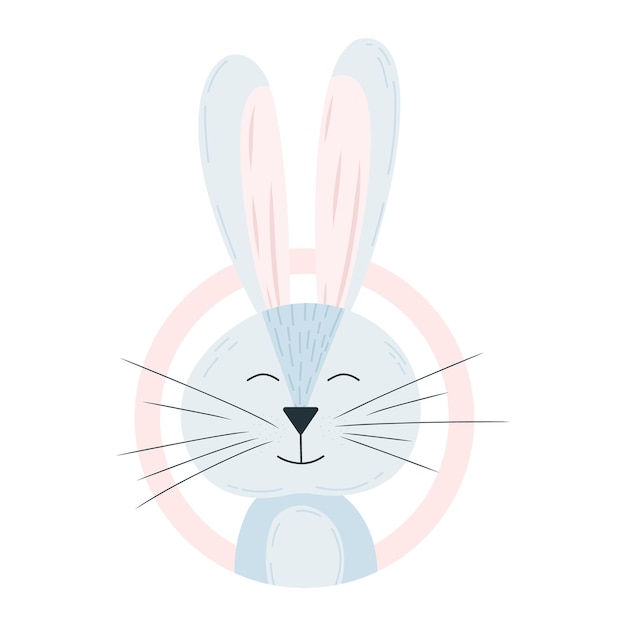 Ilustración de conejo de dibujos animados para niños en un fondo aislado
