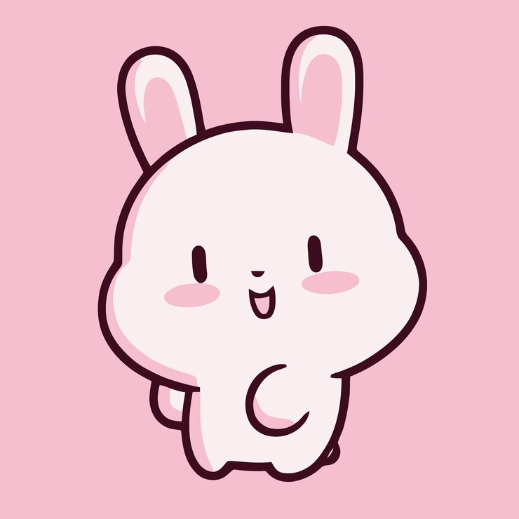 Vector ilustración de conejo lindo conejo kawaii chibi estilo de dibujo vectorial conejo de dibujos animados conejito de pascua