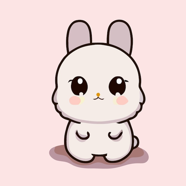 Ilustración de conejo lindo conejo kawaii chibi estilo de dibujo vectorial conejo de dibujos animados conejito de pascua