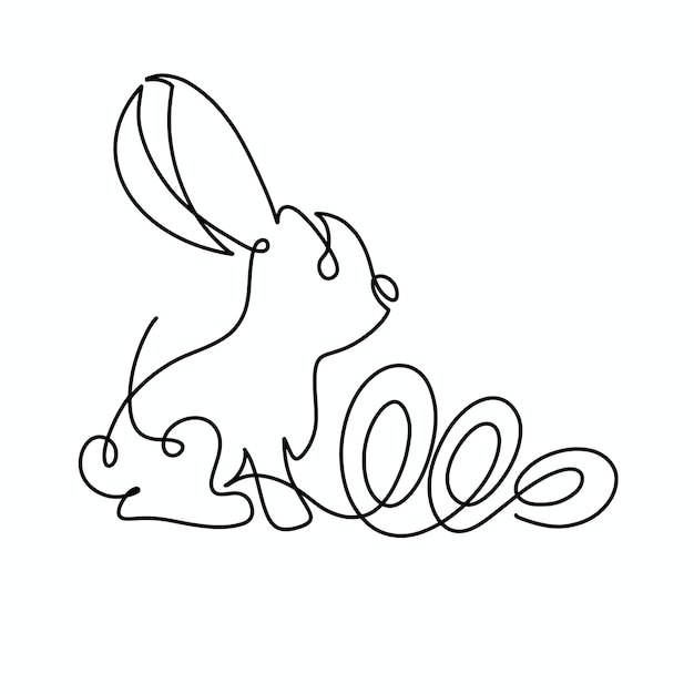 Ilustración de conejo de una línea continua de vector