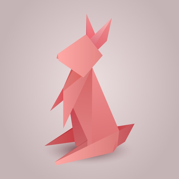 Vector ilustración de conejo de papel de origami por separado del centrico