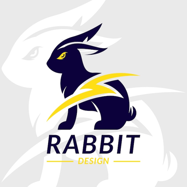 Ilustración de conejo sobre fondo negro. Diseño de espacio negativo. Plantilla de icono de vector para su logotipo o