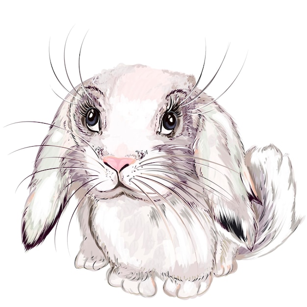 Ilustración de conejo vectorial lindo en estilo acuarela para el diseño