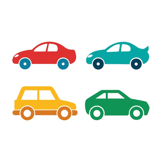 Ilustración del conjunto de automóviles diseño de icono de automóviles planos