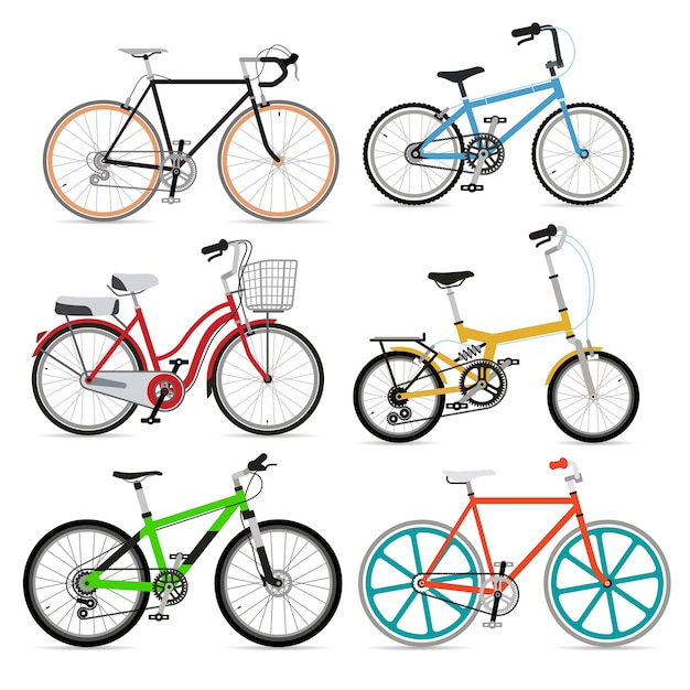 Vector ilustración de conjunto de bicicletas
