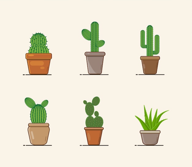 Ilustración de conjunto de cactus