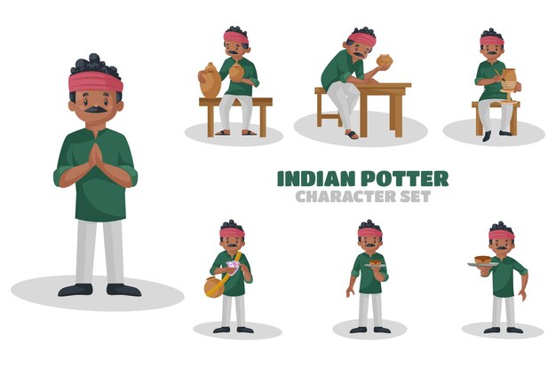 Ilustración del conjunto de caracteres indian potter