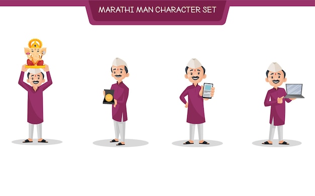 Ilustración del conjunto de caracteres marathi man