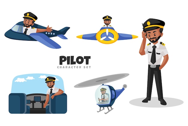 Vector ilustración del conjunto de caracteres piloto