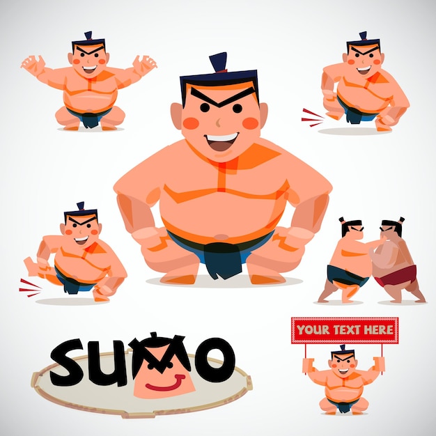 Vector ilustración de conjunto de caracteres de sumo