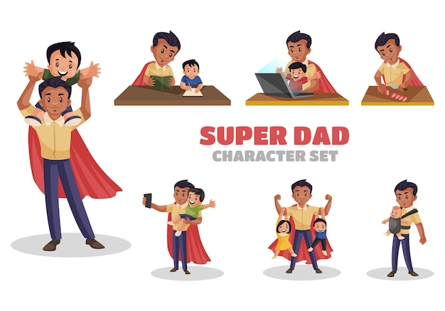 Ilustración del conjunto de caracteres de Super Dad