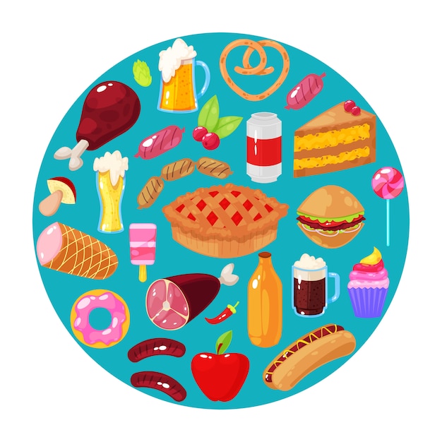 Ilustración de conjunto de comida rápida