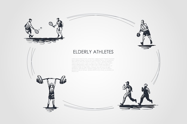 Ilustración de conjunto de concepto de atletas mayores