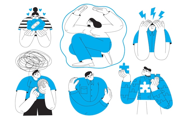 Ilustración del conjunto de conceptos de salud mental