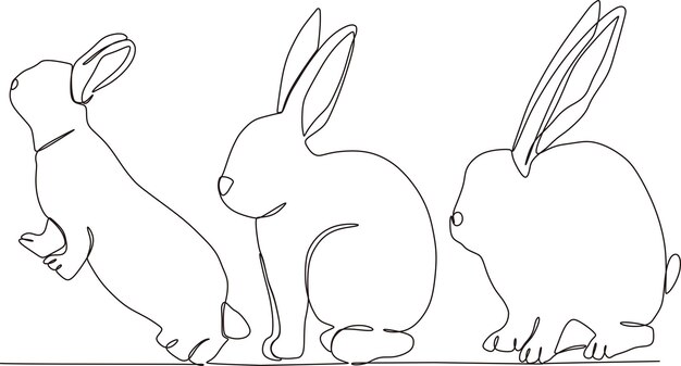 ilustración de conjunto de conejo simple de línea continua