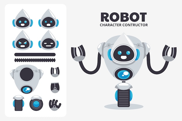 Ilustración de conjunto de constructor de personajes de robot